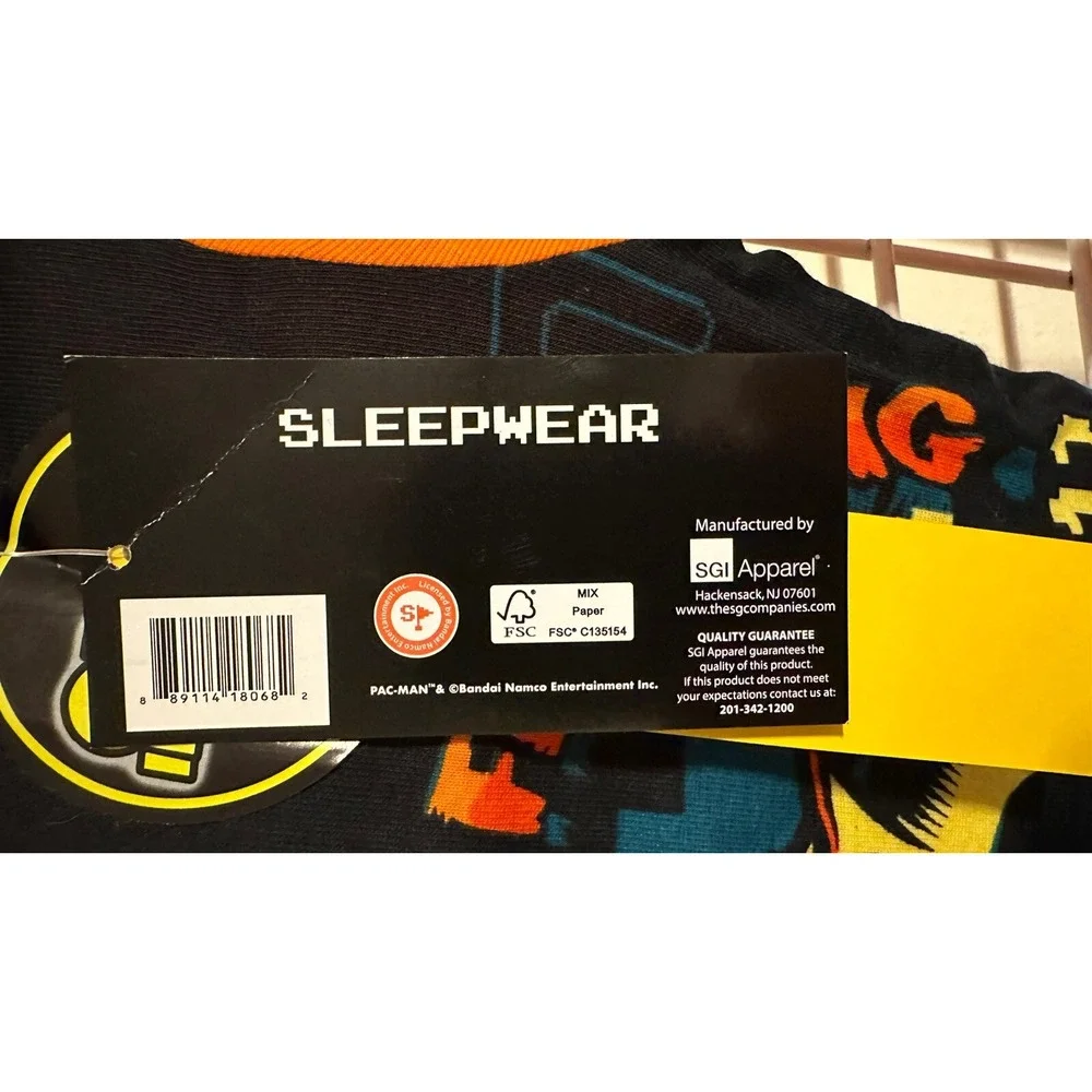 Children's Pajama Set, Size 8 New PAC-man Halloween - Glow In The Dark